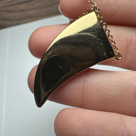 Stella & Dot Blue Stone Horn Shape Pendant Gold Tone Chain Necklace - Picture 12 of 14